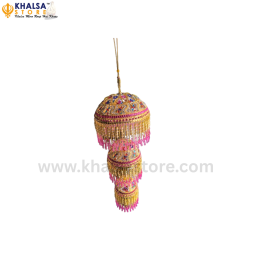 Round Shaped Gold Platted Chattar ( Multi colour Studs) (L - 45cm , w -15cm)