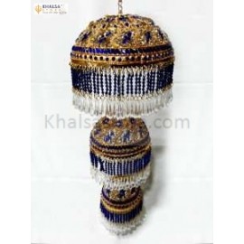 Round Shaped Gold Platted Chattar ( Blue Studs)