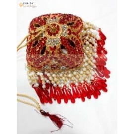 Square Shaped Gold platted 6 inches Chattar With R..