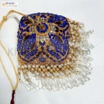 Square Shaped Gold platted 6 inches Chattar With blue Studs ( 15 cm )