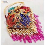 Square Shaped Gold platted 3 inches Chattar With Multicolour Studs ( 7 cm )