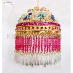 Gold plated 3 inches Chattar With Multicolour studs (7 cm )